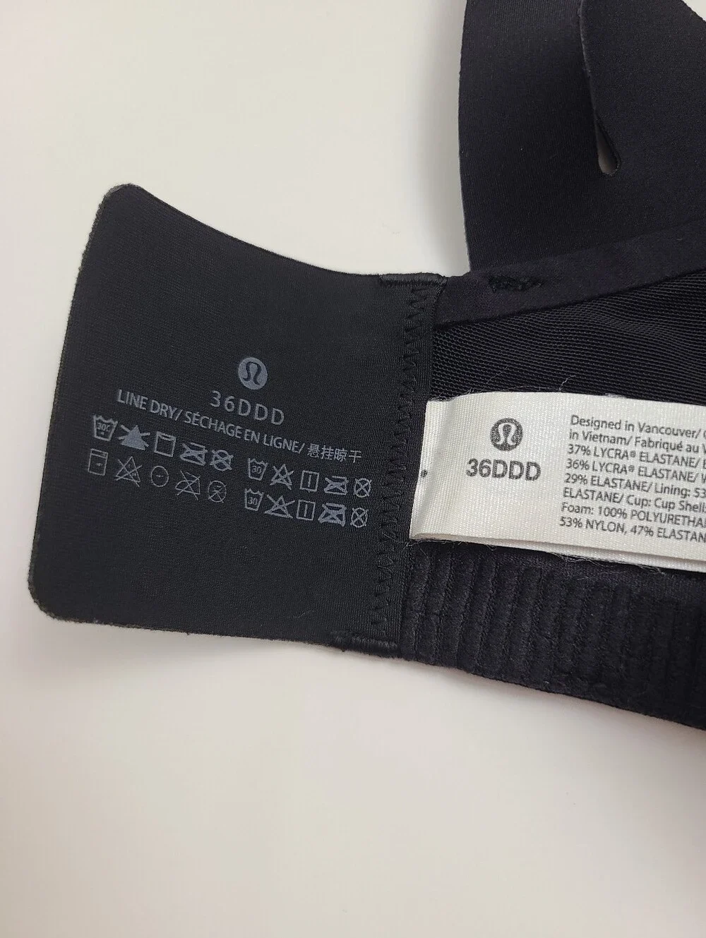 Lululemon AirSupport Bra High Support Sports Bra Size 36DDD Black EUC!